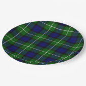 Assiettes En Carton Plaid vert bleu Lamont tartan (Angle)