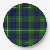 Assiettes En Carton Plaid vert bleu Lamont tartan (Devant)