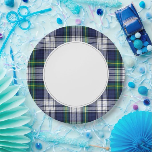 Assiettes En Carton Plaid vert et bleu (Fête)