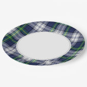 Assiettes En Carton Plaid vert et bleu (Angle)