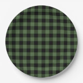 Assiettes En Carton Plaid vert et noir (Devant)