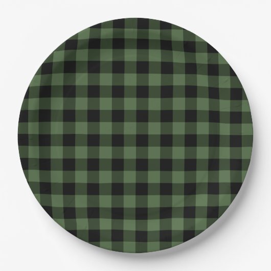 Assiettes En Carton Plaid vert et noir (Devant)