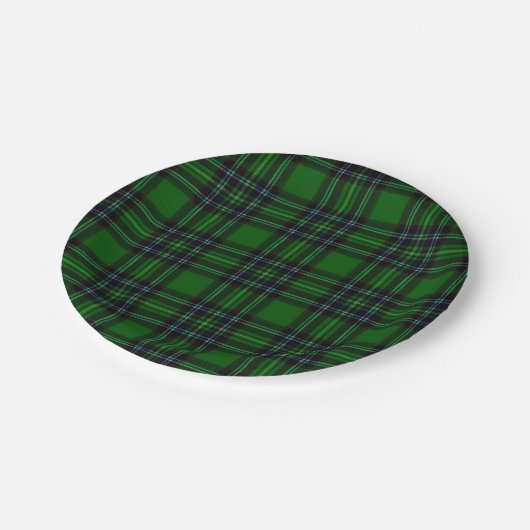 Assiettes En Carton Plaid vert et noir (Angle)
