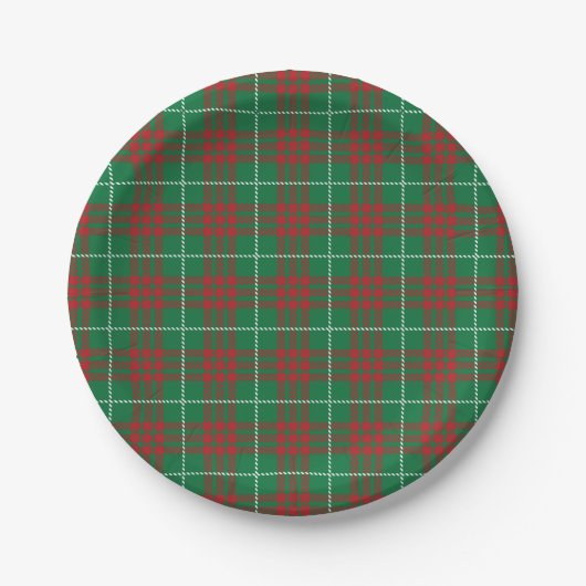 Assiettes En Carton Plaid vert et rouge (Devant)