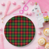 Assiettes En Carton Plaid vert et rouge (Fête)
