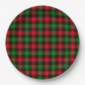 Assiettes En Carton Plaid vert et rouge (Devant)