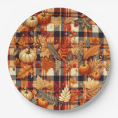 Assiettes En Carton Plaids d'automne citrouille Maple Feuille (Devant)