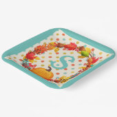 Assiettes En Carton Plaisir automne citrouille wreath polka point turq (Angulaire)