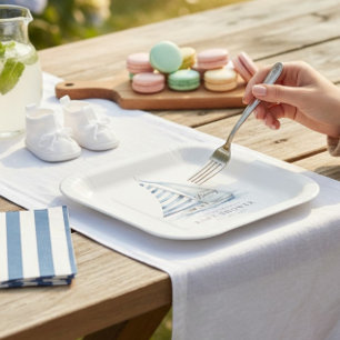 Assiettes En Carton Plaisir nautique "Nauti-Bouy" Baby shower de voili
