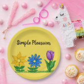Assiettes En Carton Plaisirs simples Fleurs de Jardin Jaune (Fête)