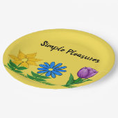 Assiettes En Carton Plaisirs simples Fleurs de Jardin Jaune (Angle)