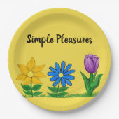 Assiettes En Carton Plaisirs simples Fleurs de Jardin Jaune (Devant)