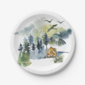 Assiettes En Carton Plan forestier de l'aquarelle (Devant)