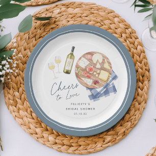Assiettes En Carton Planche de Charcuterie Vin & Fromage À l'amour
