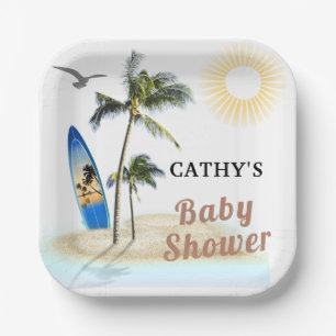 Assiettes En Carton Planche de Surf de plage Baby shower de papier Car