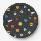 Assiettes En Carton Planètes heureuses dans l'espace (Devant)
