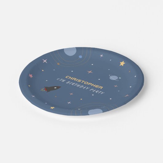 Assiettes En Carton Planètes & Rocket, Espace Extérieur Plaque Papier (Angle)