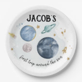 Assiettes En Carton Planètes spatiales Galaxy Gold Blue Boy Anniversai (Devant)