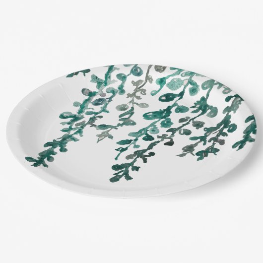 Assiettes En Carton Plante botanique Imprimer Peinture tropicale (Angle)