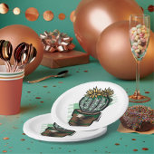 Assiettes En Carton Plante Cactus Dans Un Pot