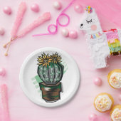 Assiettes En Carton Plante Cactus Dans Un Pot (Fête)