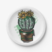 Assiettes En Carton Plante Cactus Dans Un Pot (Devant)