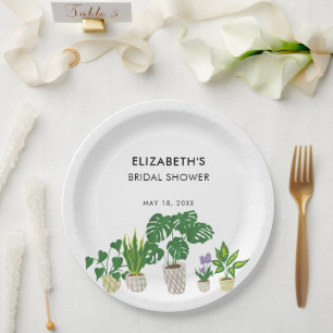 Assiettes En Carton Plantes en pot personnalisées pour Baby Shower de 