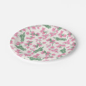 Assiettes En Carton Plantes pastel peintes rose et vert du littoral (Angle)