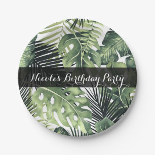 Assiettes En Carton Plantes tropicales botaniques de feuilles vertes d