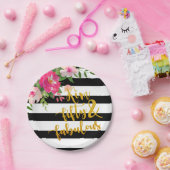 Assiettes En Carton Plaque 50 et fabuleuse - Floral avec noir et blanc (Fête)