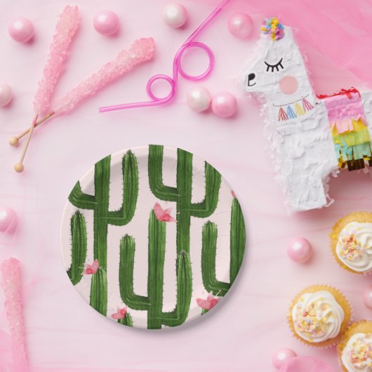 Assiettes En Carton Plaque à papier 7" de cactus heureux (Fête)