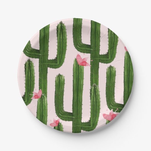 Assiettes En Carton Plaque à papier 7" de cactus heureux (Devant)