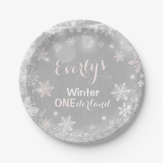 Assiettes En Carton Plaque à papier 7" d'ONEderland d'hiver rustique (Devant)