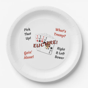 Assiettes En Carton Plaque à papier 9 pouces - Euchre !