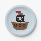 Assiettes En Carton Plaque à papier avec le bateau de pirate (Devant)