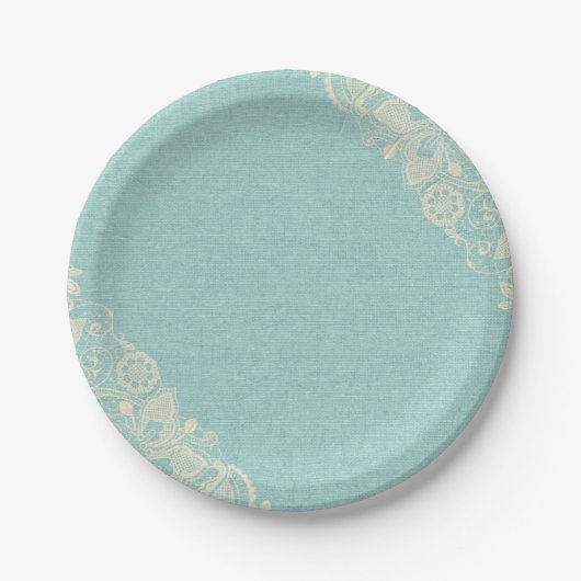 Assiettes En Carton Plaque à papier bleue turquoise chic minable de (Devant)