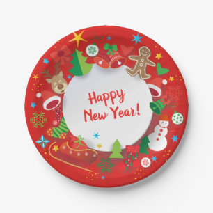 Assiettes En Carton Plaque à papier - bonne année de Joyeux Noël !