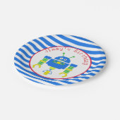 Assiettes En Carton Plaque à papier d'anniversaire bleu de robot (Angle)
