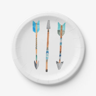 Assiettes En Carton Plaque à papier d'anniversaire tribal bleu de