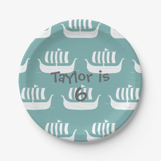 Assiettes En Carton Plaque à papier de bateaux de Viking (Devant)