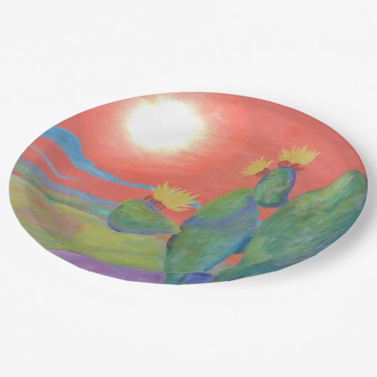 Assiettes En Carton Plaque à papier de cactus de désert (Angle)