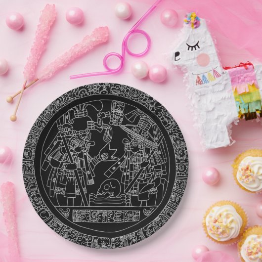 Assiettes En Carton Plaque à papier de cercle maya (Fête)
