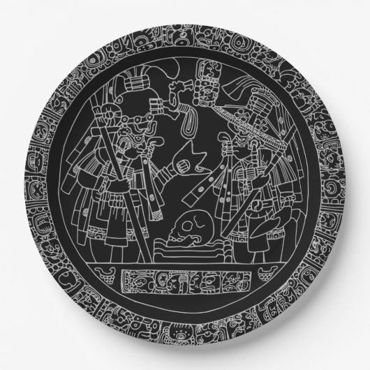 Assiettes En Carton Plaque à papier de cercle maya (Devant)