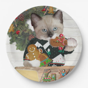 Assiettes En Carton Plaque à papier de chaton de biscuit de Noël