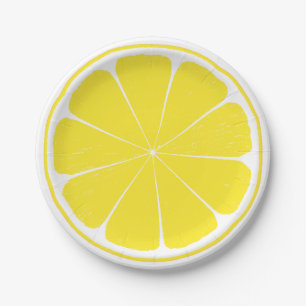 Assiettes En Carton Plaque à papier de citron de tranche jaune