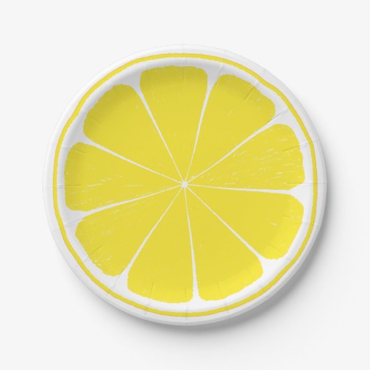 Assiettes En Carton Plaque à papier de citron de tranche jaune (Devant)