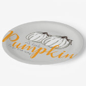 Assiettes En Carton Plaque à papier de citrouille de babyshower blanc (Angle)
