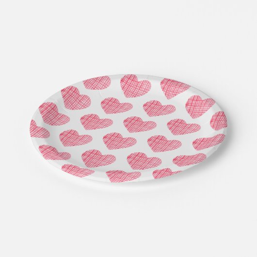 Assiettes En Carton Plaque à papier de coeur d'aquarelle (Angle)