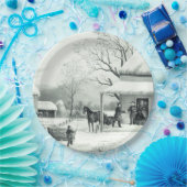 Assiettes En Carton Plaque à papier de Currier Ives de famille (Fête)