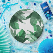 Assiettes En Carton Plaque à papier de feuille tropicale (Fête)